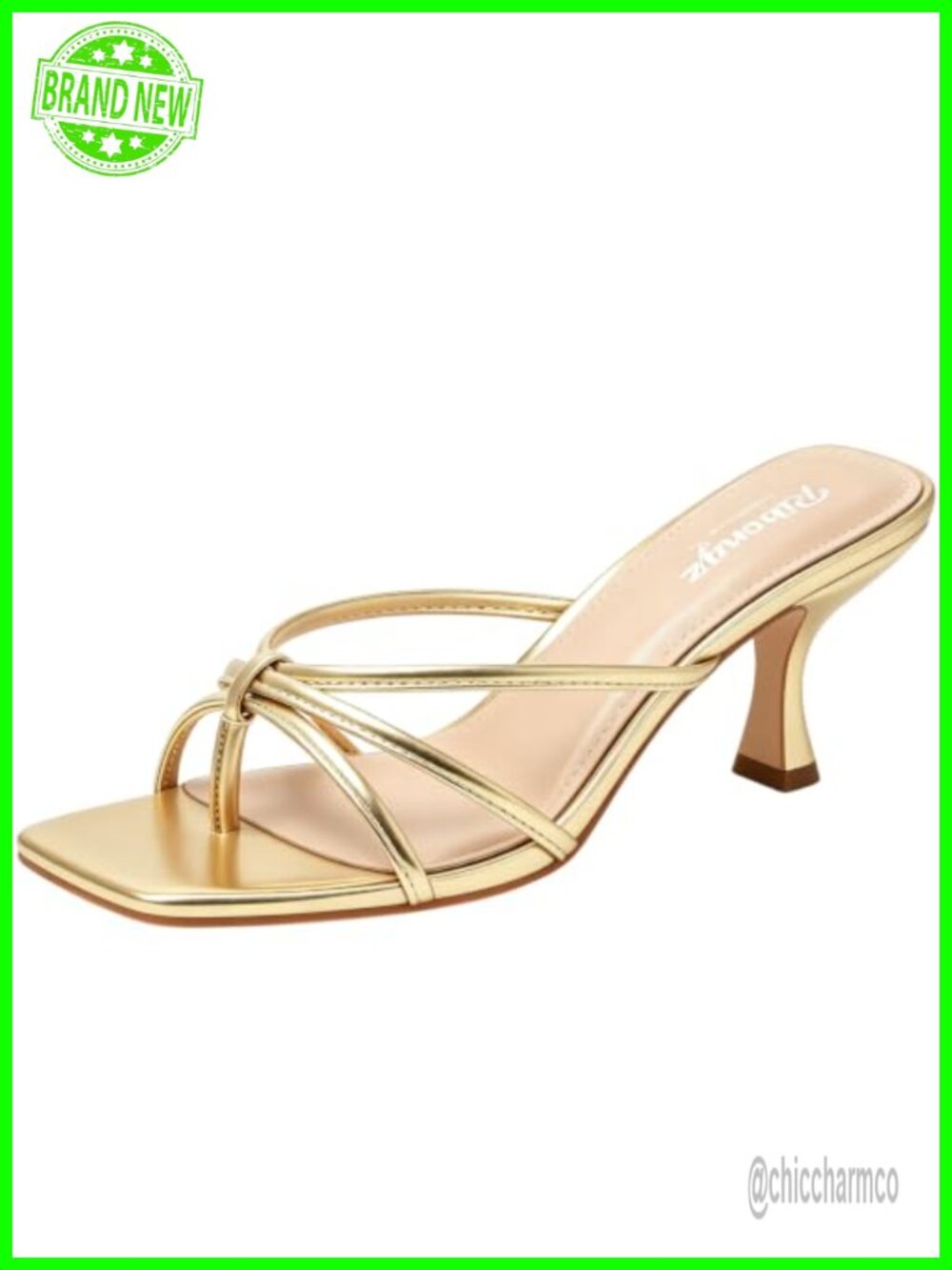 RIBBONGZ Women's Kitten Heel Mule Sandals Square Open Toe Strappy Slip On